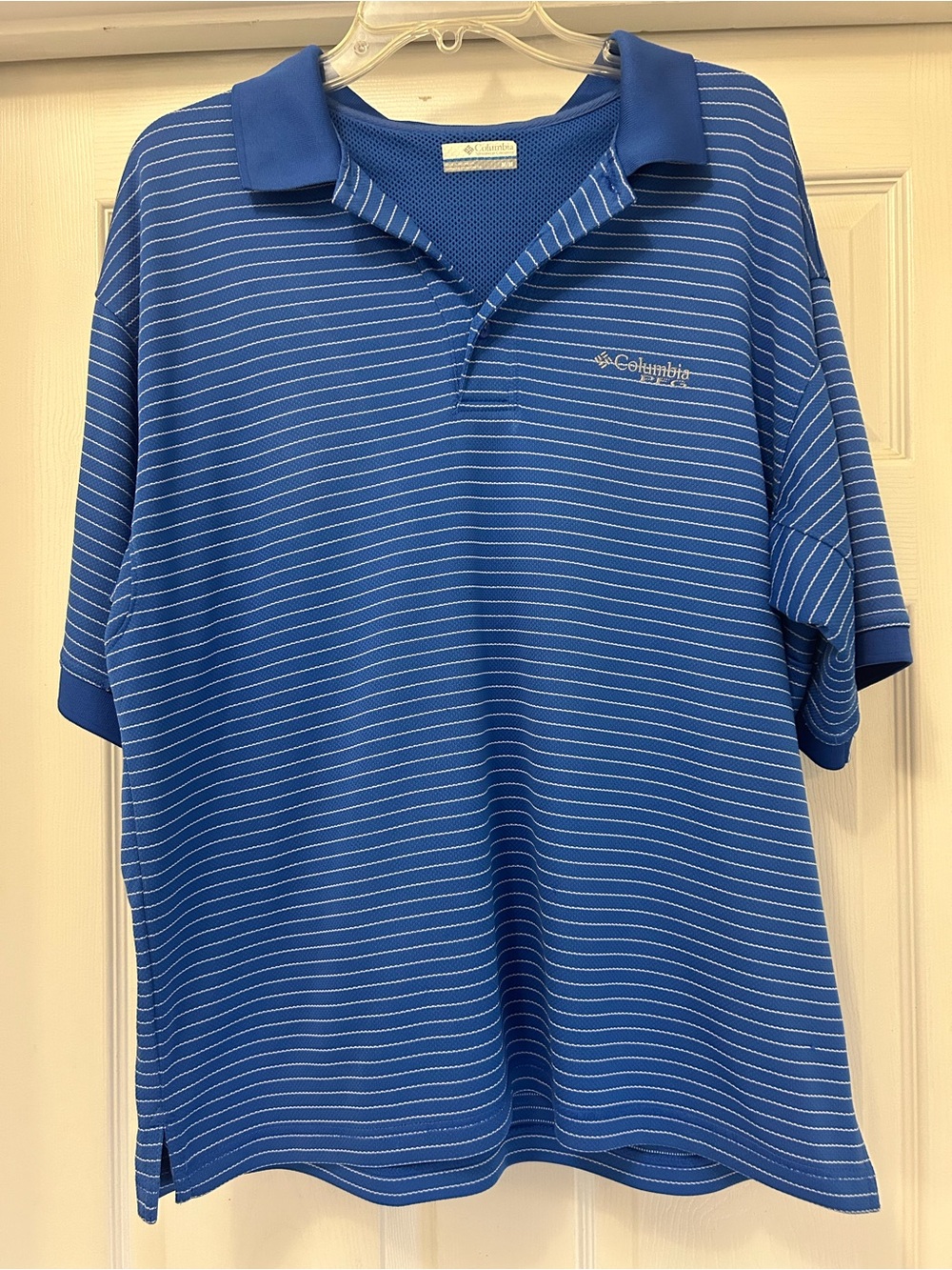 Columbia Blue and White Striped Men’s Polo
